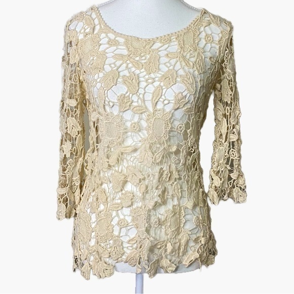 Ruby Tops - Ruby Cream Cotton Crochet Top‎